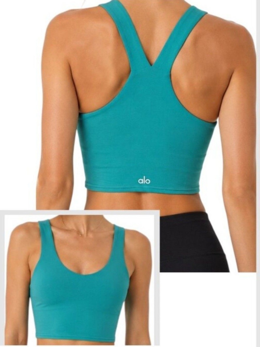 ALO Yoga REAL BRA in Teal Racerback Bra Tank Size Medium LIKE NEW